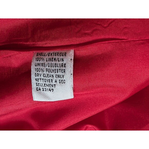 Talbots Blazer Women Sz 10 Petite Red Irish Linen 3 Button Red Career Pockets - Picture 9 of 11